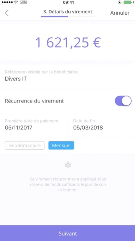 Virements via l’app iOS