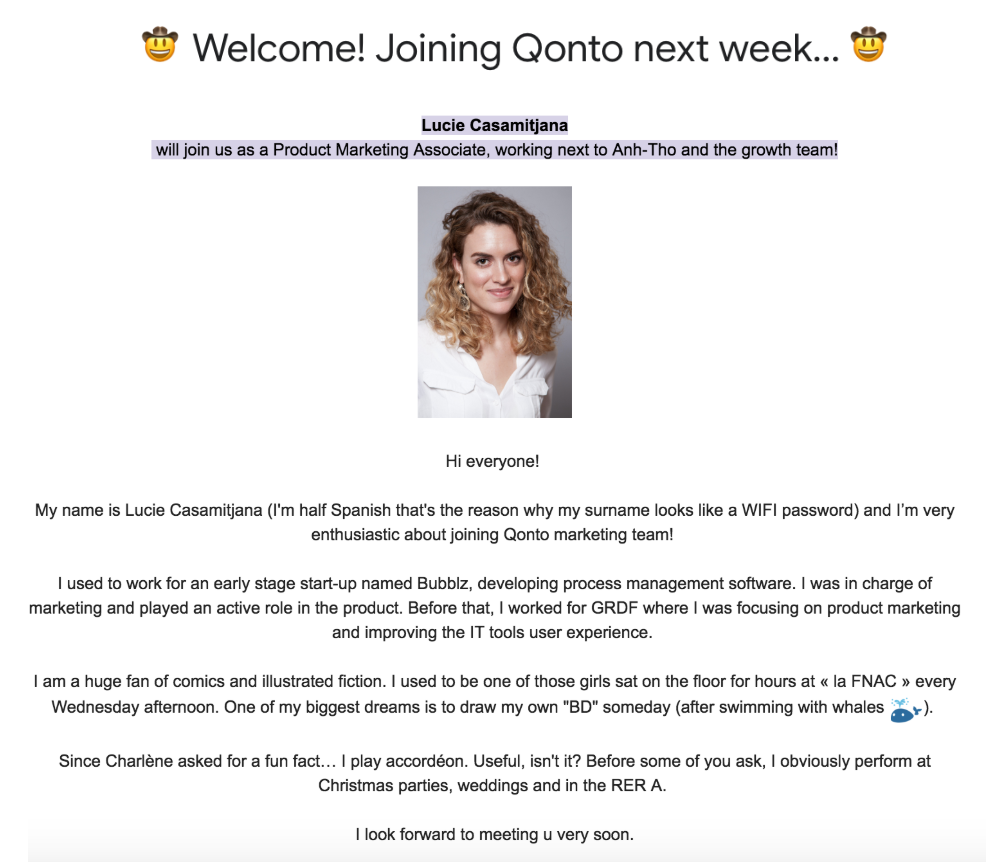 Mail présentation onboarding Qonto